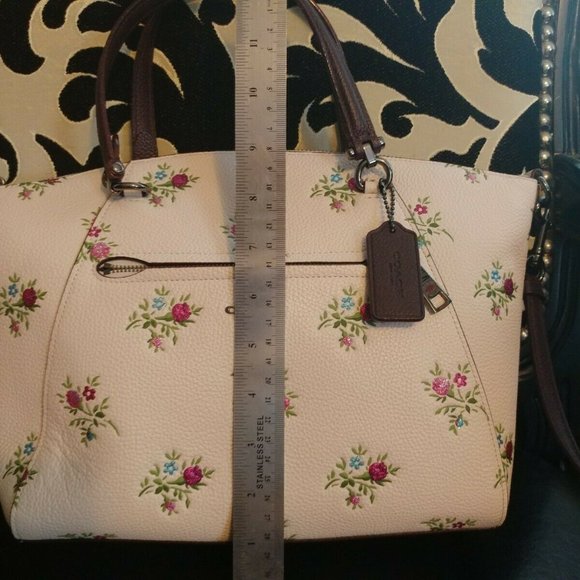 🌹🥀HTF🥀🌹NeW COACH CROSS STITCH FLORAL PRAIRIE ROSE SATCHEL HANDBAG F22829 - Picture 13 of 15